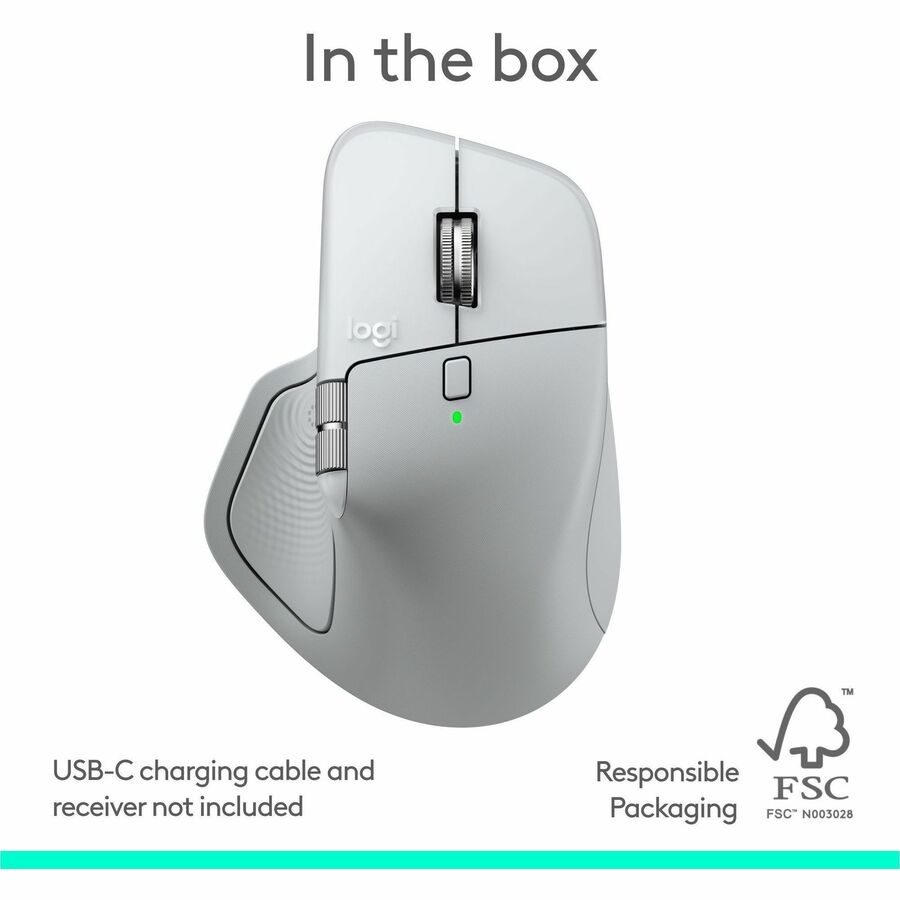 Logitech 910-007574 MX Master 4 for Mac, Ergonomic Bluetooth Mouse -White silver