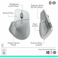 Logitech 910-007574 MX Master 4 for Mac, Ergonomic Bluetooth Mouse -White silver