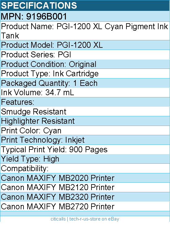 Canon 9196B001 PGI-1200 XL Original Ink Cartridge - Inkjet - High Yield