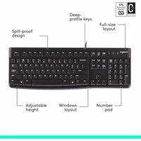 Logitech 920-002478 K120 Plug-and-Play USB Keyboard - Black
