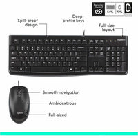 Logitech 920-002565 MK120 Wired Keyboard and Mouse Combo for Windows