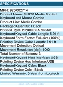 Logitech 920-002714 MK200 Media Corded Keyboard and Mouse Combo