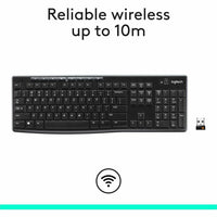 Logitech 920-003051 K270 Wireless Keyboard for Windows, 2.4 GHz Wireless