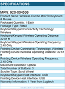 Logitech 920-004536 Keyboard Mouse Wireless Combo MK270 2.4GHz Black Retail
