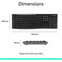Logitech 920-004536 Keyboard Mouse Wireless Combo MK270 2.4GHz Black Retail