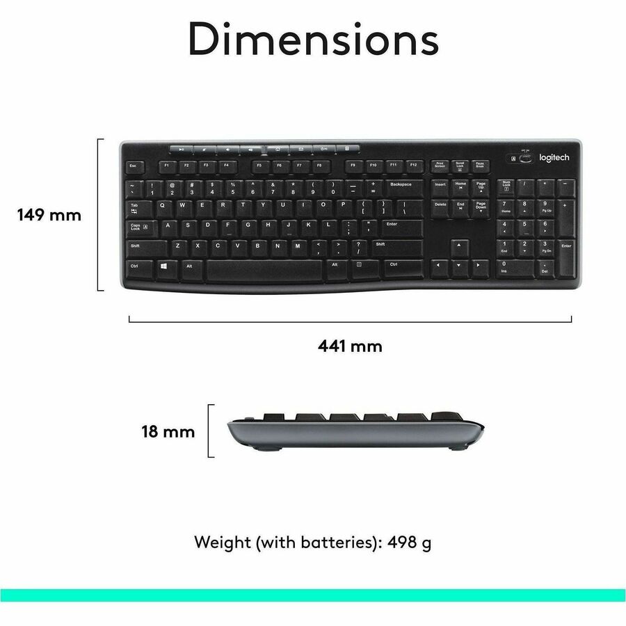 Logitech 920-004536 Keyboard Mouse Wireless Combo MK270 2.4GHz Black Retail