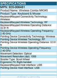 Logitech 920-006481 MK345 Wireless Keyboard and Mouse Combo - Black