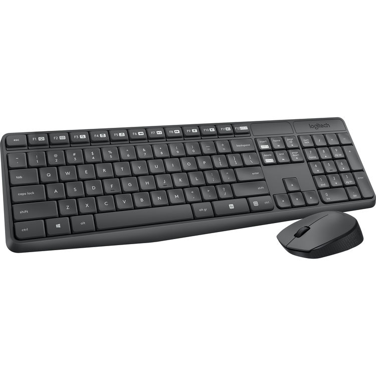 Logitech 920-007897 MK235 Keyboard & Mouse USB Wireless RF - English - Black