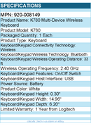 Logitech 920-008149 K780 Multi-Device Wireless Keyboard for Windows