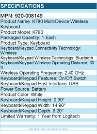 Logitech 920-008149 K780 Multi-Device Wireless Keyboard for Windows