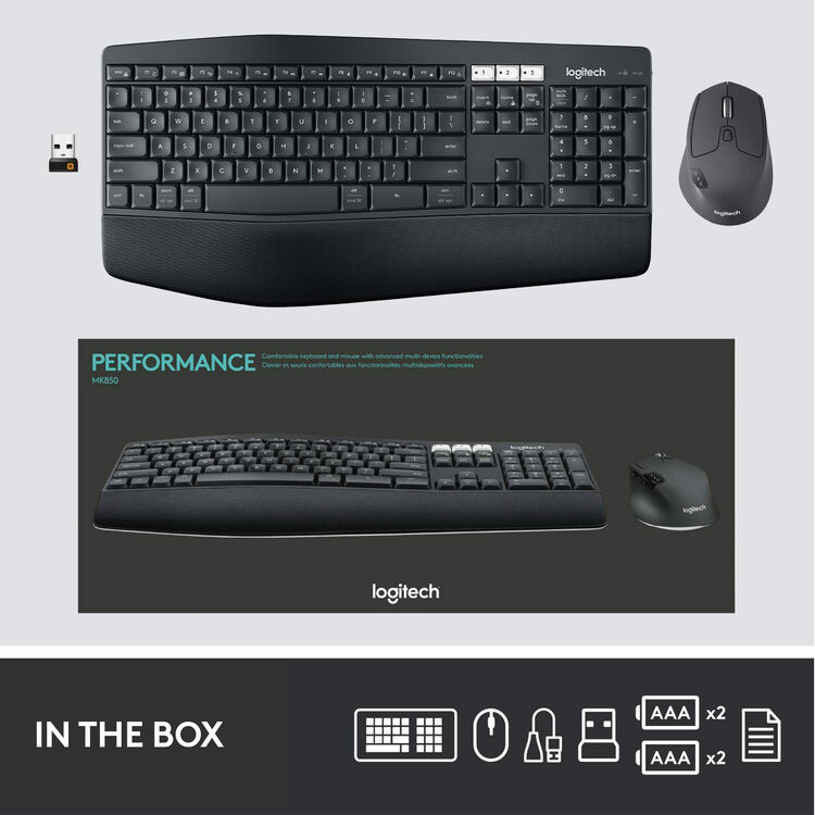 Logitech 920-008219 MK850 Performance Wireless Keyboard and Mouse Combo