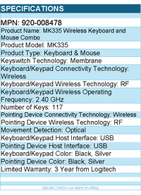 Logitech 920-008478 MK335 Wireless Keyboard and Mouse Combo