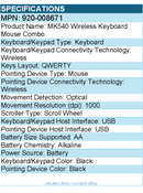 Logitech 920-008671 MK540 Advanced Wireless Keyboard and Mouse - Black
