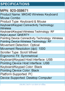 Logitech 920-008671 MK540 Advanced Wireless Keyboard and Mouse Combo