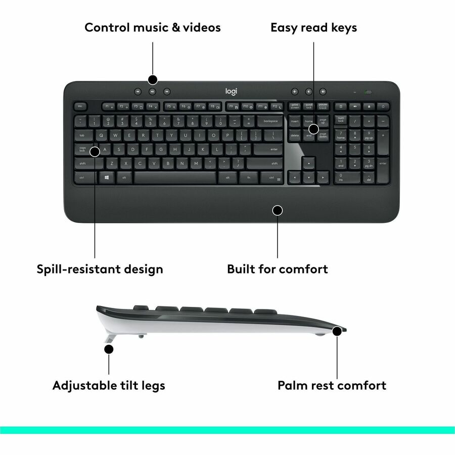 Logitech 920-008671 MK540 Advanced Wireless Keyboard and Mouse Combo