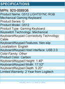 Logitech 920-008936 G512 RGB Mechanical Gaming Keyboard - Carbon