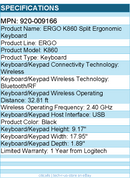 Logitech 920-009166 ERGO K860 Split Ergonomic Keyboard, Wireless - Graphite