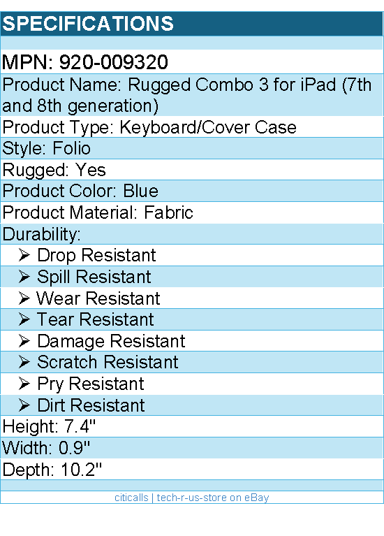 Logitech 920-009320 Rugged Combo 3 iPad Keyboard Case with Smart Connector