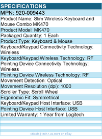 Logitech 920-009443 MK470 Slim Wireless Keyboard and Mouse Combo