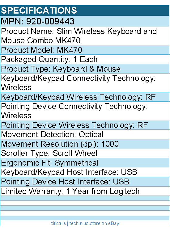 Logitech 920-009443 MK470 Slim Wireless Keyboard and Mouse Combo