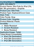 Logitech 920-009473 Slim Folio Keyboard/Cover Case (Folio) iPad (7th Generation)