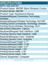 Logitech 920-009782 MK295 Wireless Mouse & Keyboard Combo with SilentTouch