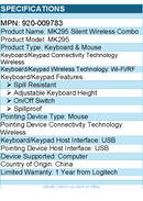 Logitech 920-009783 MK295 Silent Wireless Mouse & Keyboard Combo w SilentTouch