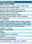 Logitech 920-010095 Combo Touch Keyboard/Cover Case for 11" Apple iPad Pro