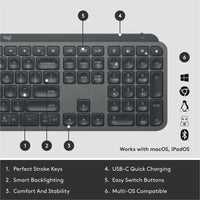 Logitech 920-010116 MX Keys Wireless Illuminated Keyboard - Graphite