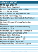 Logitech 920-010389 MX Keys Mini - Mac Minimalist Wireless Illuminated Keyboard