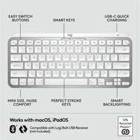Logitech 920-010389 MX Keys Mini - Mac Minimalist Wireless Illuminated Keyboard