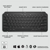Logitech 920-010475 MX Keys Mini Minimalist Wireless Illuminated Keyboard