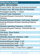 Logitech 920-010594 MX Keys Mini Wireless Illuminated Keyboard - Graphite