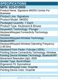 Logitech 920-010909 Signature MK650 Combo - Wireless Mouse and Keyboard