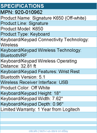 Logitech 920-010962 Signature K650 Comfort Full-Size Wireless Keyboard