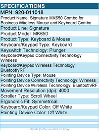 Logitech 920-011018 Signature Combo for Business Wireless Mouse and Keyboard
