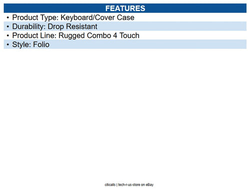 Logitech 920-011130 Rugged Combo 4 Touch Rugged Keyboard/Cover Case (Folio)