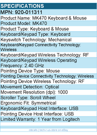 Logitech 920-011311 Slim Wireless Keyboard and Mouse Combo MK470 (Rose)