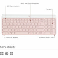 Logitech 920-011311 Slim Wireless Keyboard and Mouse Combo MK470 (Rose)