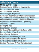 Logitech 920-011559 MX Keys S Wireless Keyboard - Fluid Precise Quiet Typing