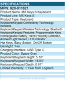 Logitech 920-011621 MX Keys S for Mac, Wireless Keyboard - Space Gray