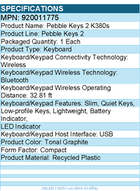 Logitech 920-011775 K380s Pebble Keys 2 Keyboard (Tonal Graphite)