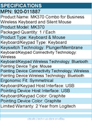Logitech 920-011887 MK370 Wirless Keyboard and Mouse Combo - Graphite