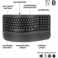 Logitech 920012058 Wave Keys for Business, Wireless Ergonomic Keyboard