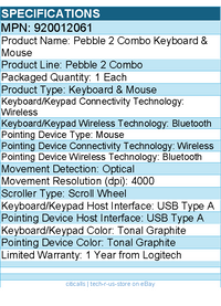 Logitech 920012061 Pebble 2 Combo, Wireless Keyboard and Mouse