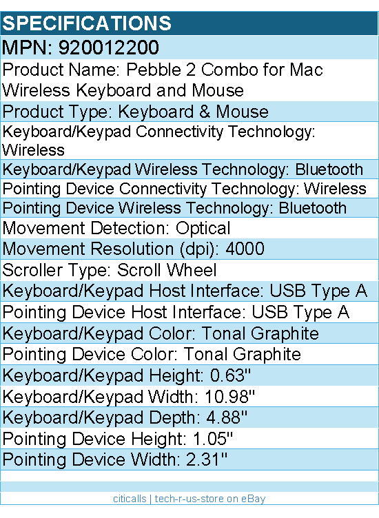 Logitech 920012200 Pebble 2 Combo for Mac, Wireless Keyboard and Mouse