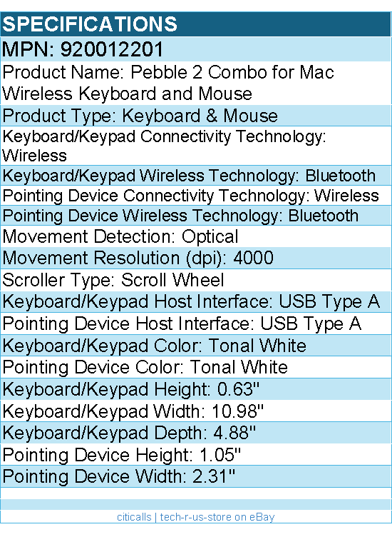 Logitech 920012201 Pebble 2 Combo for Mac, Wireless Keyboard and Mouse - Slim