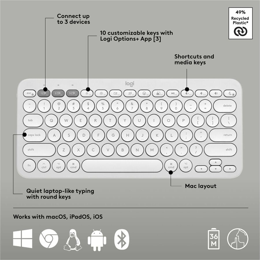 Logitech 920012201 Pebble 2 Combo for Mac, Wireless Keyboard and Mouse - Slim