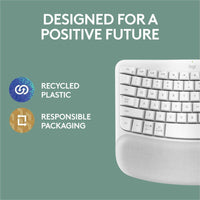 Logitech 920012275 Wave Keys Wireless Ergonomic Keyboard w Cushioned Palm Rest