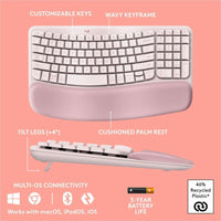 Logitech 920-012276 Wave Keys Wireless Ergonomic Keyboard w/ Cushioned Palm Rest
